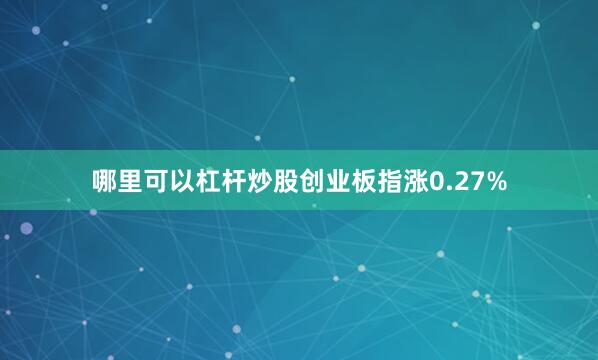 哪里可以杠杆炒股创业板指涨0.27%