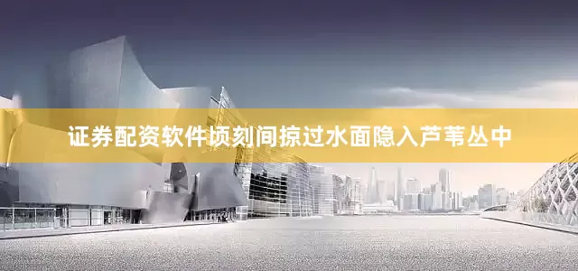 证券配资软件顷刻间掠过水面隐入芦苇丛中